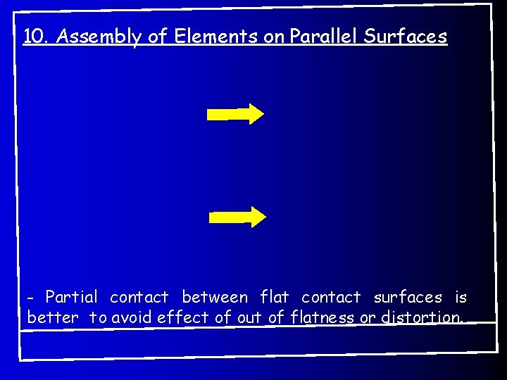 10. Assembly of Elements on Parallel Surfaces - Partial contact between flat contact surfaces 10. Assembly of Elements on Parallel Surfaces - Partial contact between flat contact surfaces