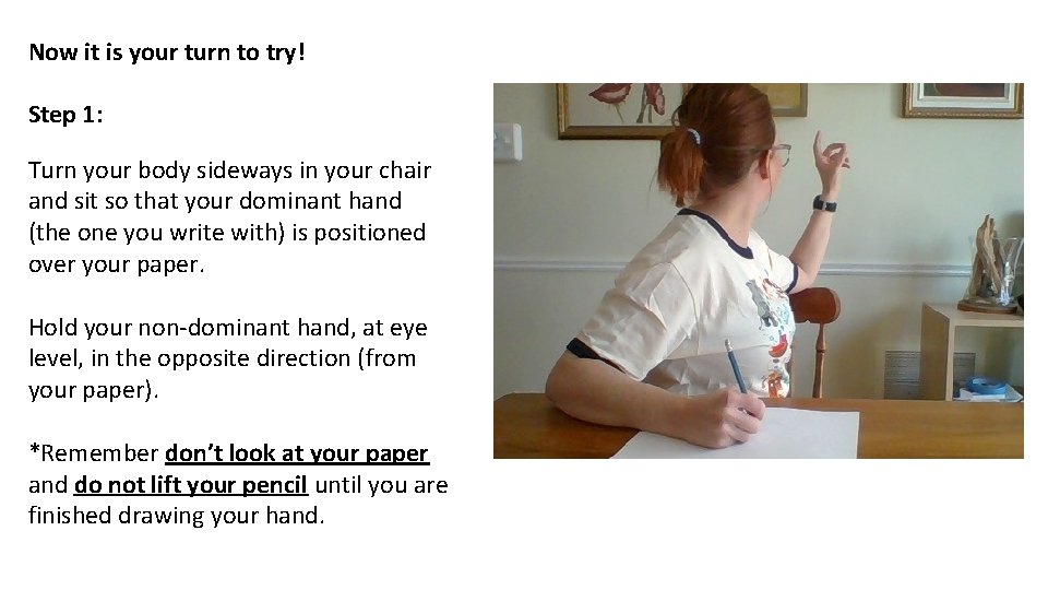 Now it is your turn to try! Step 1: Turn your body sideways in