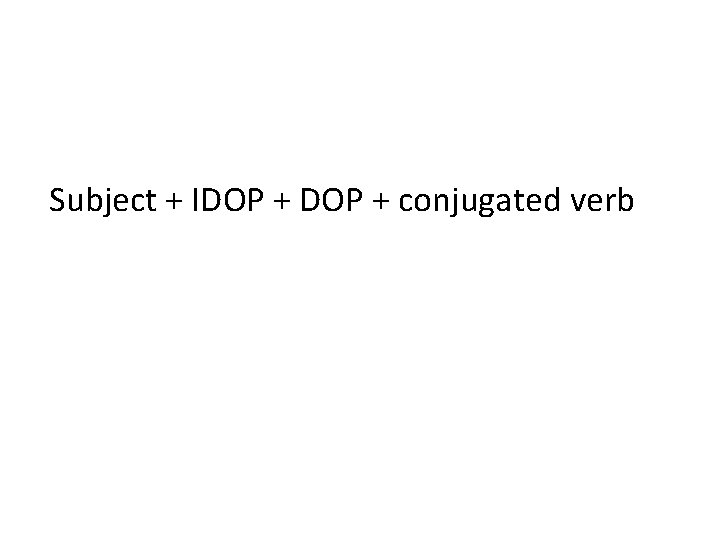 Subject + IDOP + conjugated verb 