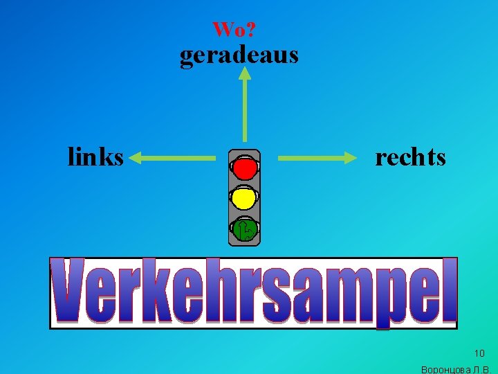 Wo? geradeaus links rechts 10 Воронцова Л. В. 