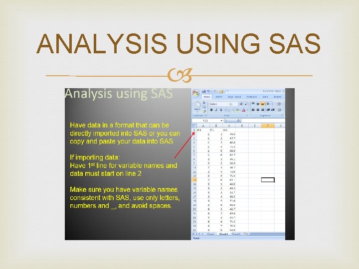 ANALYSIS USING SAS ANALYSIS USING SAS
