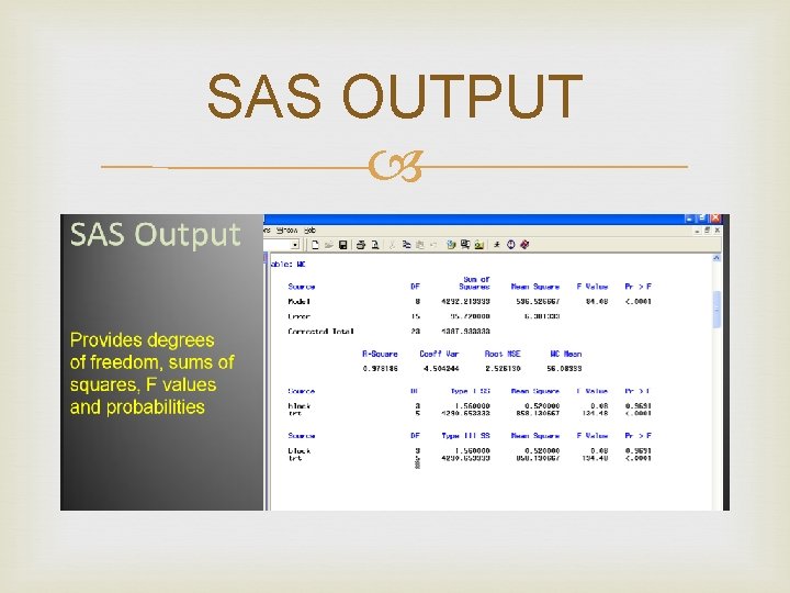 SAS OUTPUT SAS OUTPUT