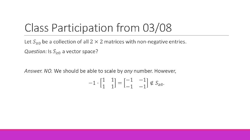 Class Participation from 03/08 