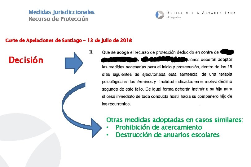 Medidas Jurisdiccionales Recurso de Protección Corte de Apelaciones de Santiago – 13 de julio