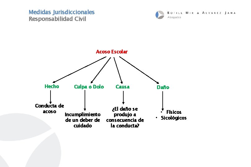 Medidas Jurisdiccionales Responsabilidad Civil Acoso Escolar Hecho Conducta de acoso Culpa o Dolo Incumplimiento