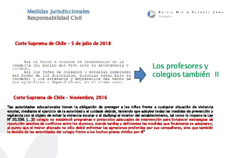 Medidas Jurisdiccionales Responsabilidad Civil Corte Suprema de Chile – 5 de julio de 2018