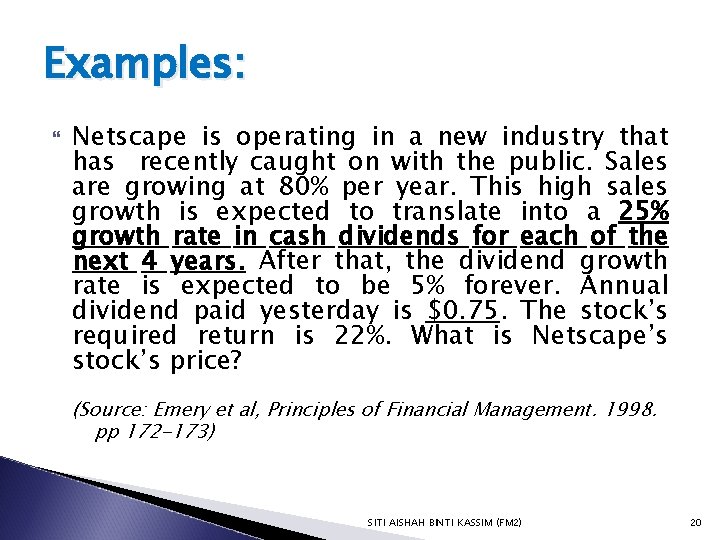 Examples: Netscape is operating in a new industry that has recently caught on with