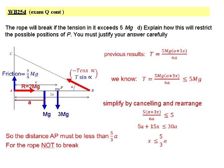 WB 25 d (exam Q cont ) The rope will break if the tension