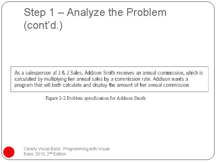 Step 1 – Analyze the Problem (cont’d. ) Figure 2 -2 Problem specification for