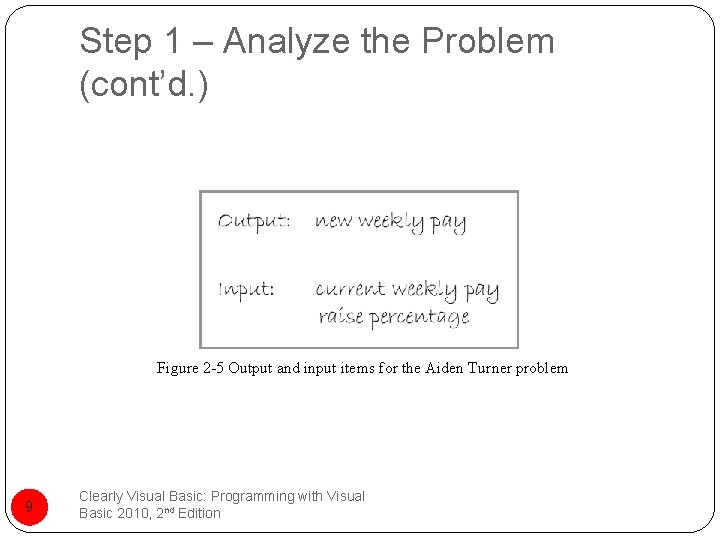 Step 1 – Analyze the Problem (cont’d. ) Figure 2 -5 Output and input