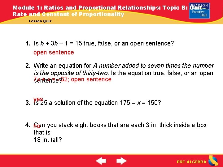 Module 1: Ratios and Proportional Relationships: Topic B: Unit Rate and Constant of Proportionality