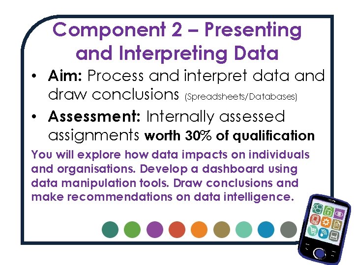 Component 2 – Presenting and Interpreting Data • Aim: Process and interpret data and