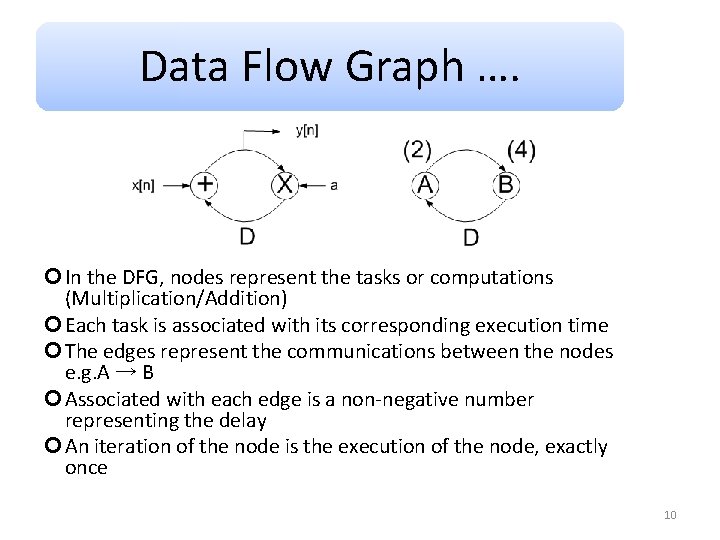 Data Flow Graph …. In the DFG, nodes represent the tasks or computations (Multiplication/Addition)