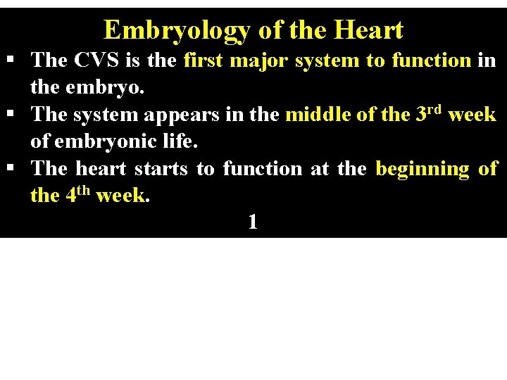 Embryology of the Heart § The CVS is the first major system to function