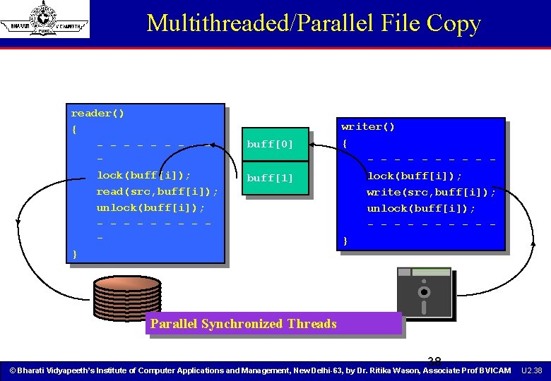 Multithreaded/Parallel File Copy reader() { - - - - lock(buff[i]); read(src, buff[i]); unlock(buff[i]); -