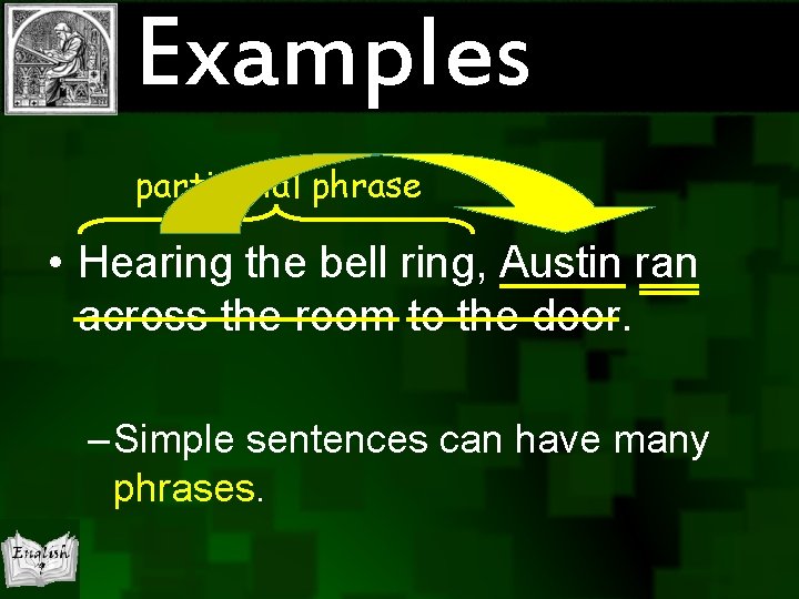 Examples participial phrase • Hearing the bell ring, Austin ran across the room to Examples participial phrase • Hearing the bell ring, Austin ran across the room to