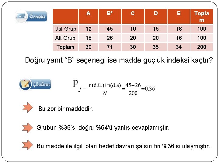 A B* C D E Topla m Üst Grup 12 45 10 15 18