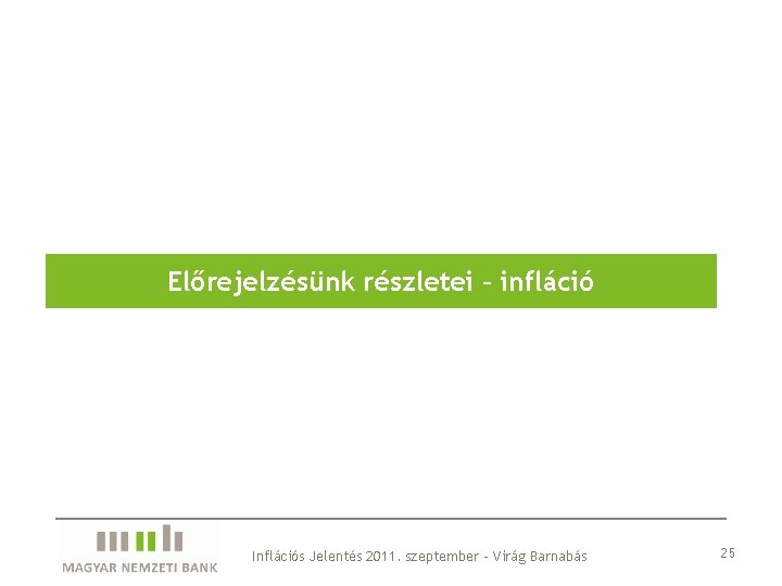 Előrejelzésünk részletei – infláció Inflációs Jelentés 2011. szeptember – Virág Barnabás 25 