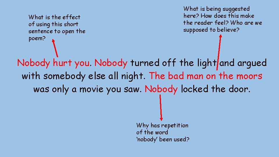 What is the effect of using this short sentence to open the poem? What