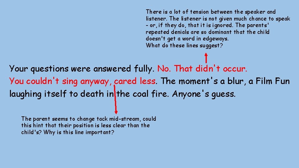 There is a lot of tension between the speaker and listener. The listener is