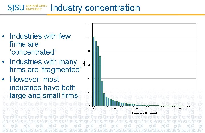 Industry concentration 120 100 80 Sales • Industries with few firms are ‘concentrated’ • Industry concentration 120 100 80 Sales • Industries with few firms are ‘concentrated’ •