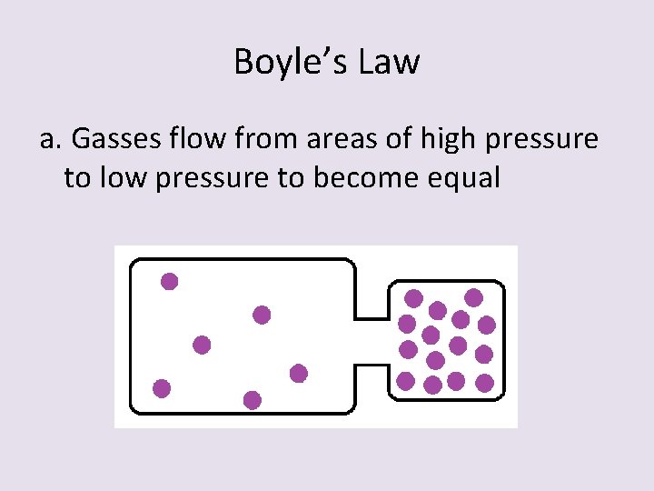 Boyle’s Law a. Gasses flow from areas of high pressure to low pressure to