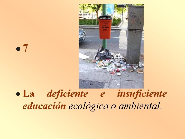  7 La deficiente e insuficiente educación ecológica o ambiental. 