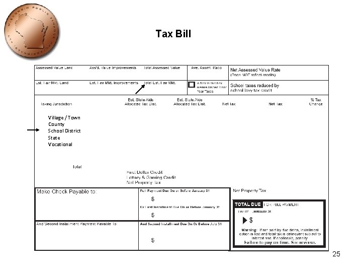 Tax Bill Village / Town County School District State Vocational 25 