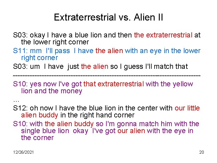 Extraterrestrial vs. Alien II S 03: okay I have a blue lion and then