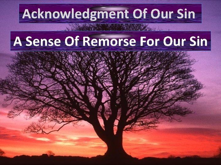 Acknowledgment Of Our Sin A Sense Of Remorse For Our Sin 