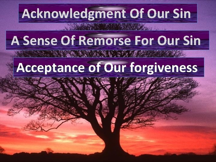 Acknowledgment Of Our Sin A Sense Of Remorse For Our Sin Acceptance of Our