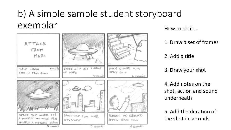 b) A simple sample student storyboard exemplar How to do it… 1. Draw a