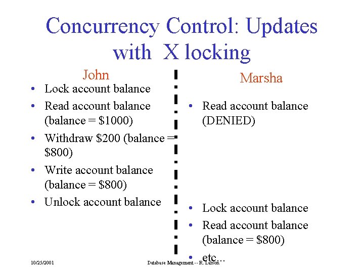 Concurrency Control: Updates with X locking John • Lock account balance • Read account