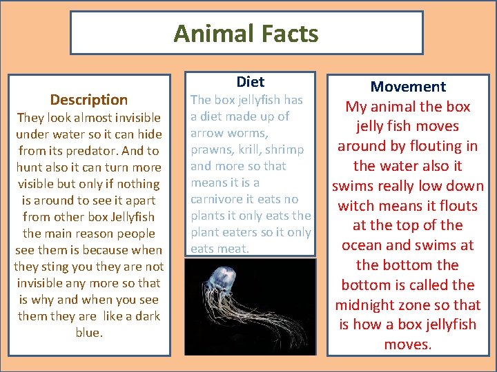 Animal Facts Description They look almost invisible under water so it can hide from