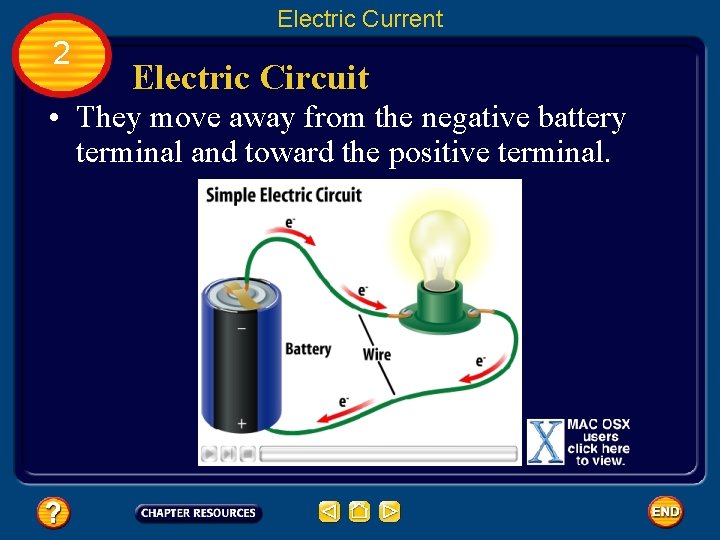 Electric Current 2 Electric Circuit • They move away from the negative battery terminal