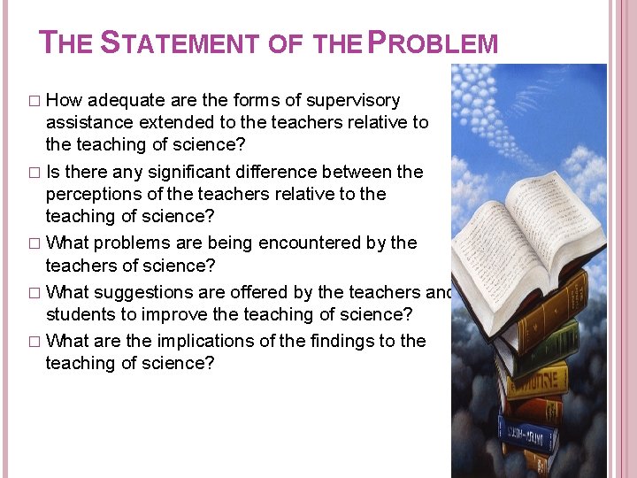 THE STATEMENT OF THE PROBLEM � How adequate are the forms of supervisory assistance THE STATEMENT OF THE PROBLEM � How adequate are the forms of supervisory assistance