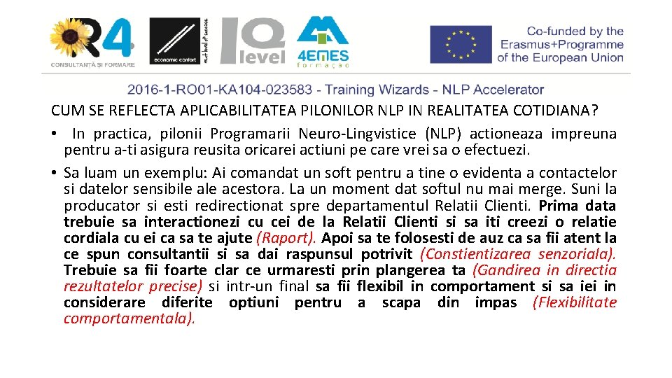 CUM SE REFLECTA APLICABILITATEA PILONILOR NLP IN REALITATEA COTIDIANA? • In practica, pilonii Programarii