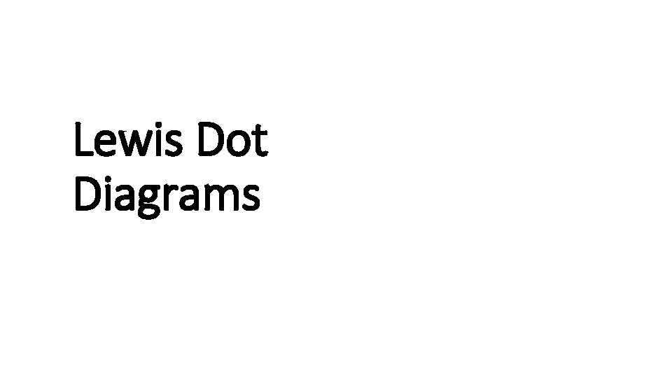 Lewis Dot Diagrams 