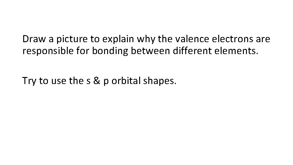 Draw a picture to explain why the valence electrons are responsible for bonding between