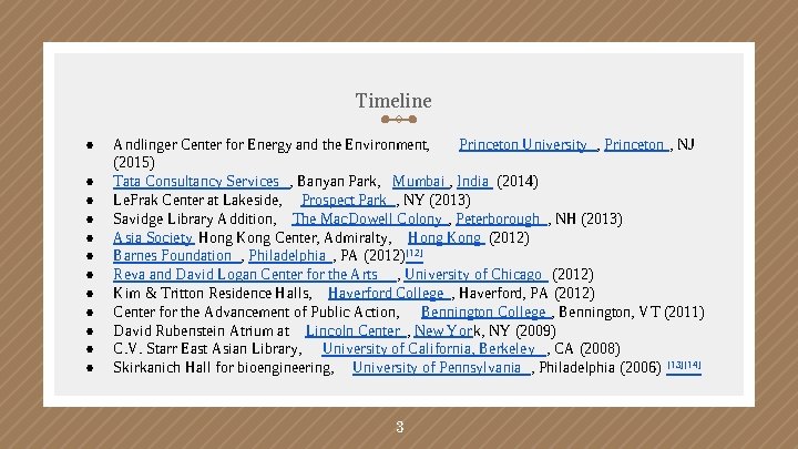 Timeline ● ● ● Andlinger Center for Energy and the Environment, Princeton University , Timeline ● ● ● Andlinger Center for Energy and the Environment, Princeton University ,
