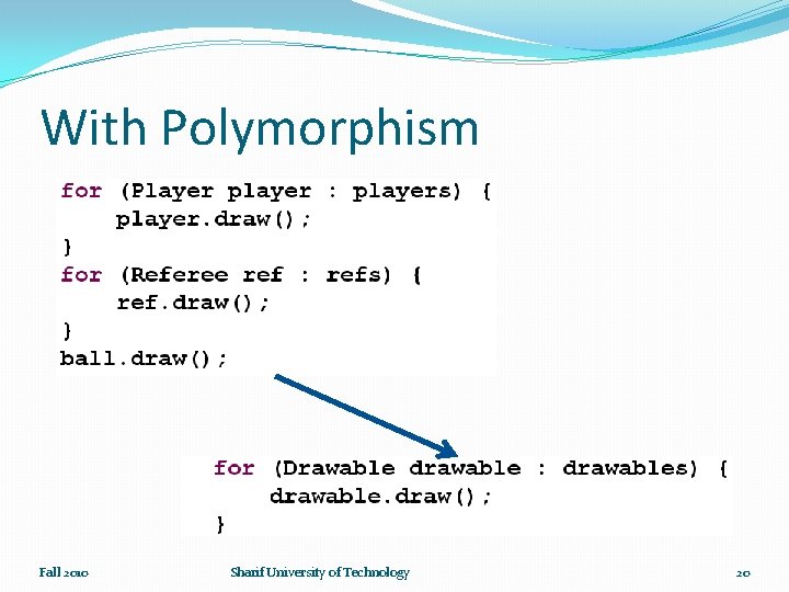 With Polymorphism Fall 2010 Sharif University of Technology 20 