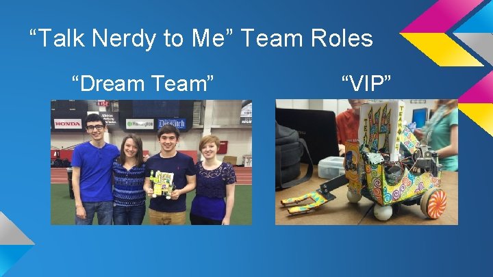 “Talk Nerdy to Me” Team Roles “Dream Team” “VIP” 