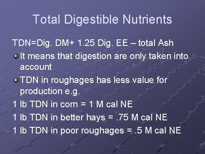 Feeding Standards Definition Feeding standards are the tables