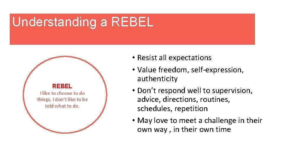 Understanding a REBEL I like to choose to do things. I don’t like to