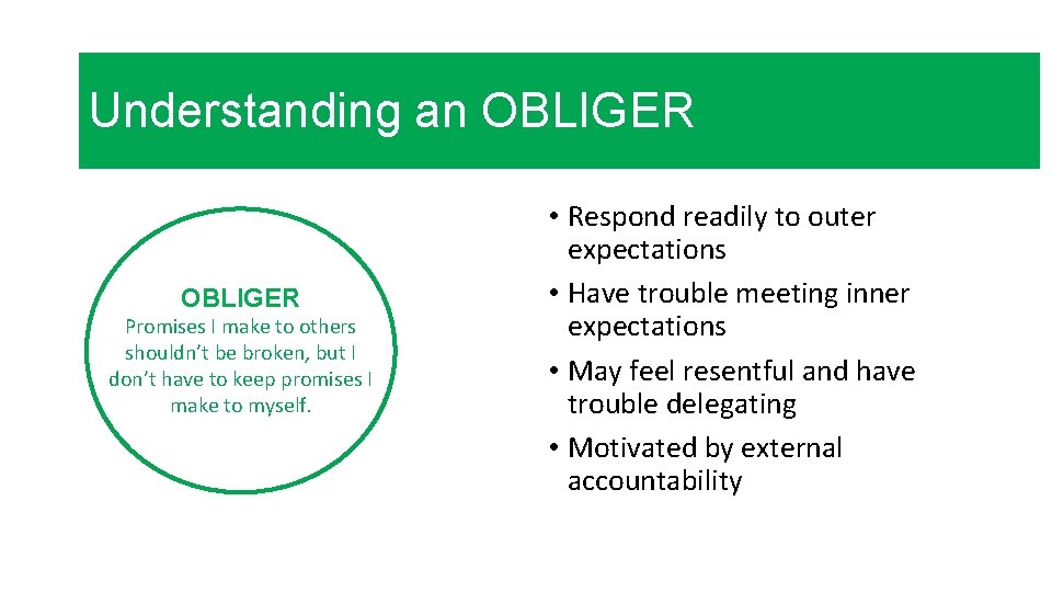 Understanding an OBLIGER Promises I make to others shouldn’t be broken, but I don’t