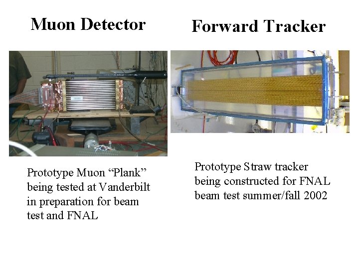 Muon Detector Forward Tracker Prototype Muon “Plank” being tested at Vanderbilt in preparation for