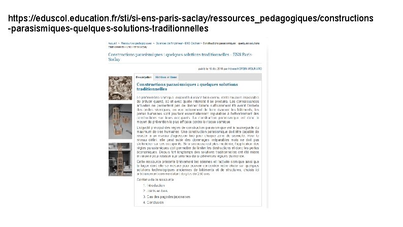 https: //eduscol. education. fr/sti/si-ens-paris-saclay/ressources_pedagogiques/constructions -parasismiques-quelques-solutions-traditionnelles 