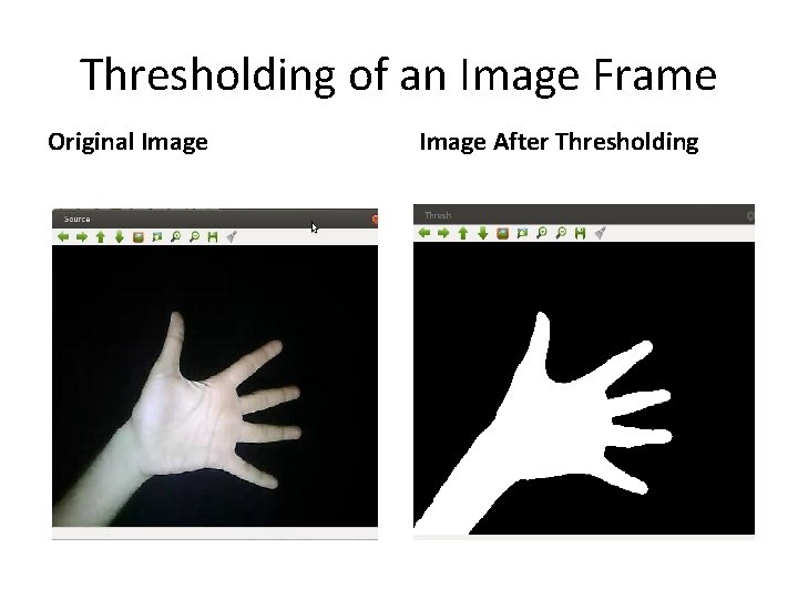 Thresholding of an Image Frame Original Image After Thresholding 