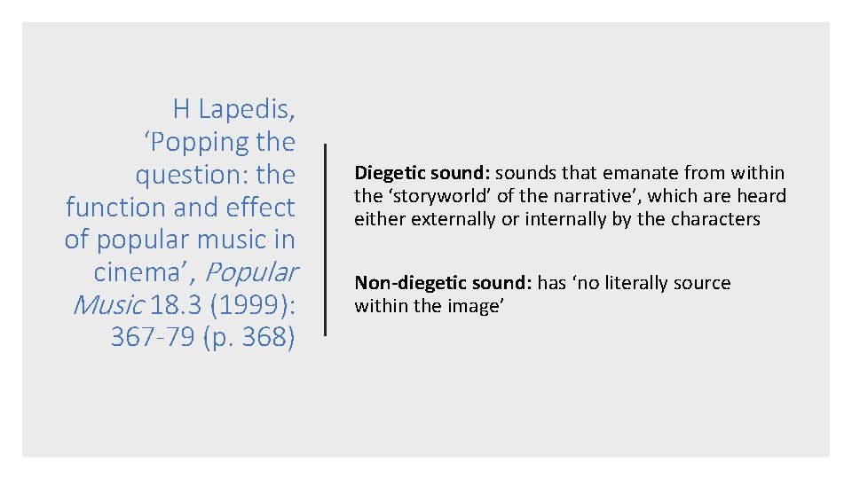 H Lapedis, ‘Popping the question: the function and effect of popular music in cinema’,