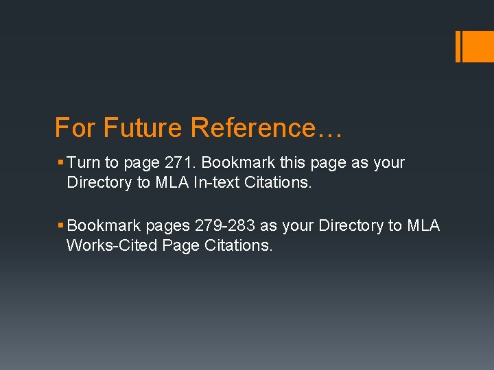 For Future Reference… § Turn to page 271. Bookmark this page as your Directory For Future Reference… § Turn to page 271. Bookmark this page as your Directory
